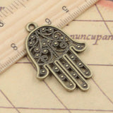 10pcs Hamsa Palm Fatima Hand Charms 36x25mm Tibetan Bronze Silver Pendants