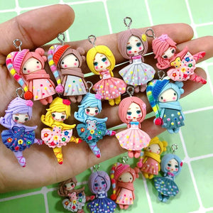 10pcs Ballerina Girl Resin Charms Floral Skirt Pendant DIY Jewelry Making