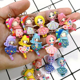 10pcs Ballerina Girl Resin Charms Floral Skirt Pendant DIY Jewelry Making