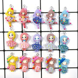 10pcs Ballerina Girl Resin Charms Floral Skirt Pendant DIY Jewelry Making