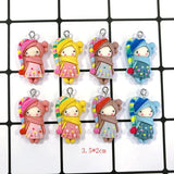 10pcs Ballerina Girl Resin Charms Floral Skirt Pendant DIY Jewelry Making