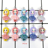 10pcs Ballerina Girl Resin Charms Floral Skirt Pendant DIY Jewelry Making