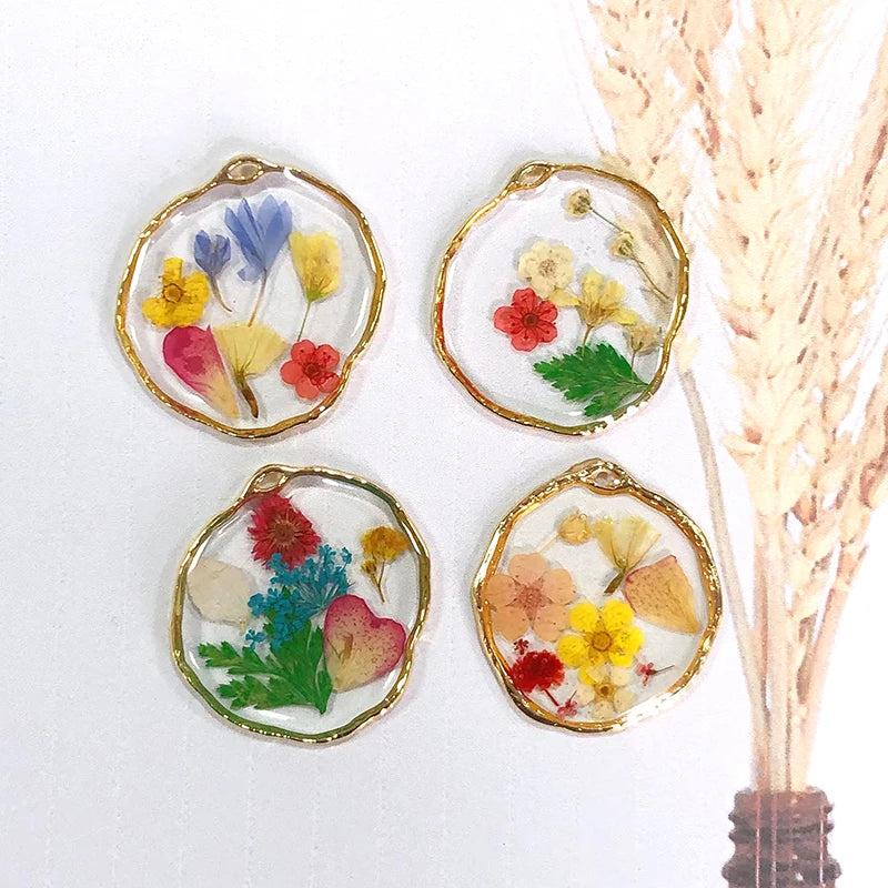 3pcs Transparent Dried Flowers Charms Pendant for Jewelry Making