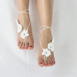 Ivory Crochet Wedding Barefoot Sandals Foot Jewelry