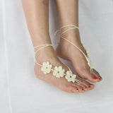 Ivory Crochet Wedding Barefoot Sandals Foot Jewelry