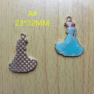 10pcs Princess Dress Enamel Charm for Jewelry Making