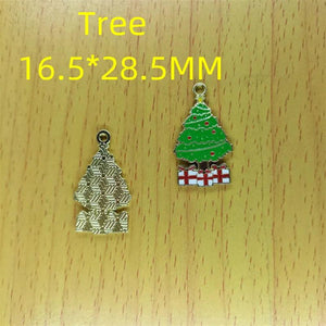 10Pcs Cartoon Snow House Enamel Charm Metal Christmas Charms Pendants DIY