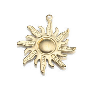 10Pcs Raw Brass Sun Symbol Charms Pendant for Earrings Necklace