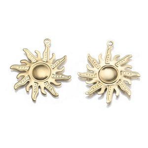 10Pcs Raw Brass Sun Symbol Charms Pendant for Earrings Necklace