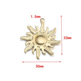 10Pcs Raw Brass Sun Symbol Charms Pendant for Earrings Necklace