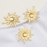 10Pcs Raw Brass Sun Symbol Charms Pendant for Earrings Necklace