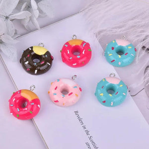 10pcs Chocolate Donut Cartoon Resin Charms for DIY Jewelry Making