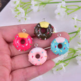 10pcs Chocolate Donut Cartoon Resin Charms for DIY Jewelry Making