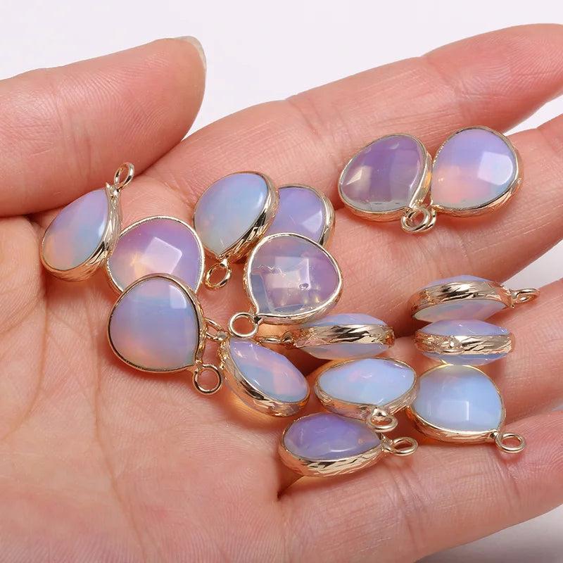 Opal Stone Faceted Pendant Necklace DIY Jewelry Birthday Gift 13x18mm