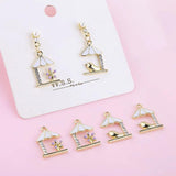 10pcs House Bird Flower Enamel Charms Jewelry Earring Bracelets DIY Making