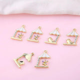 10pcs House Bird Flower Enamel Charms Jewelry Earring Bracelets DIY Making