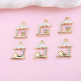 10pcs House Bird Flower Enamel Charms Jewelry Earring Bracelets DIY Making