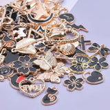 50Pcs/Lot Random Enamel Animal Sakura Flower Butterfly Leaf Charms