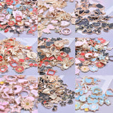 50Pcs/Lot Random Enamel Animal Sakura Flower Butterfly Leaf Charms