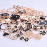 50Pcs/Lot Random Enamel Animal Sakura Flower Butterfly Leaf Charms