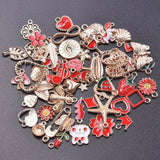 50Pcs/Lot Random Enamel Animal Sakura Flower Butterfly Leaf Charms