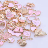50Pcs/Lot Random Enamel Animal Sakura Flower Butterfly Leaf Charms