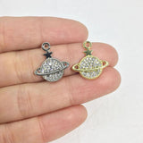 6pcs Earth Rhinestone Coin Zinc Alloy Jewelry DIY 2 colors