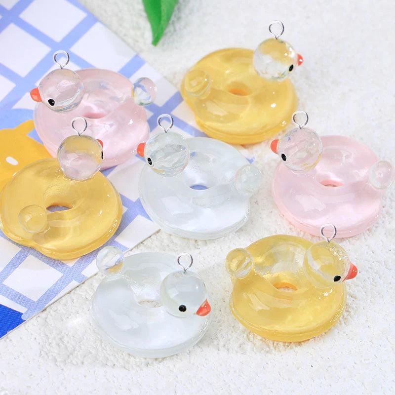 10Pcs Cartoon Duck Charms Resin Animals Pendant DIY Jewelry Making C1239