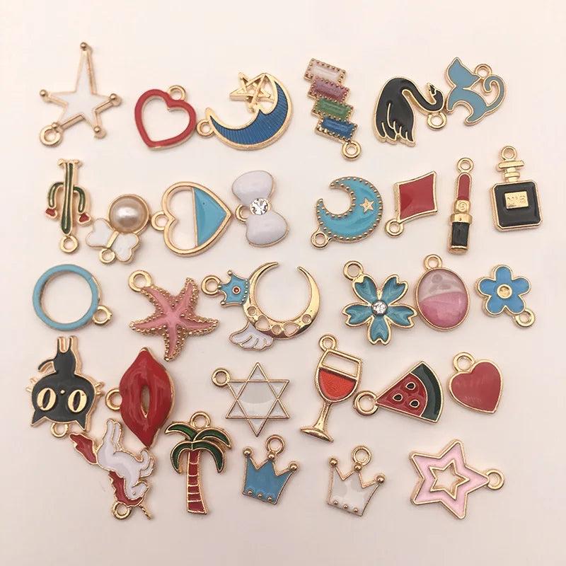 30pc Moon Star Heart Earrings Charms Necklace Pendant DIY Jewelry Making
