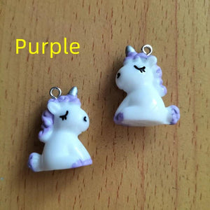 10pcs Cartoon Resin Horse Charm Pendants for DIY Jewelry Making