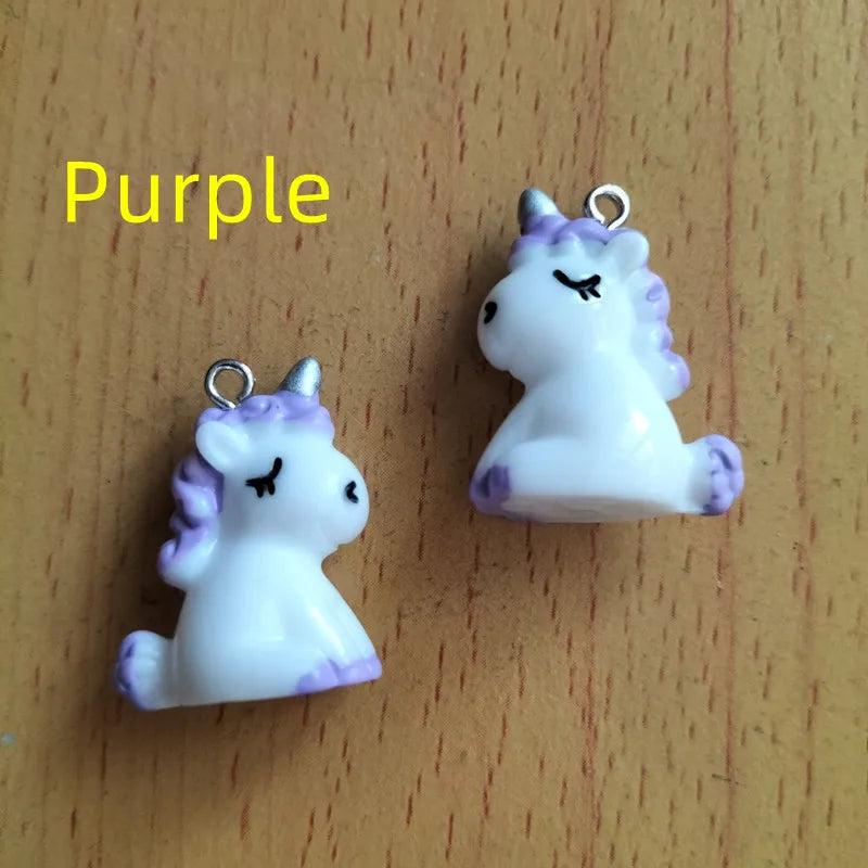 10pcs Cartoon Resin Horse Charm Pendants for DIY Jewelry Making