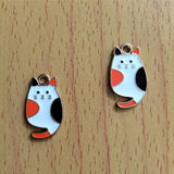 10pcs Alloy Cat Drip Oil Enamel Charm Cartoon Animal Pendant Earrings DIY