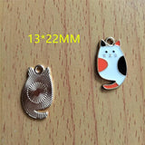 10pcs Alloy Cat Drip Oil Enamel Charm Cartoon Animal Pendant Earrings DIY