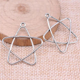 20pcs Hollow Star Charms For Jewelry Making DIY Antique Silver Alloy Pendant