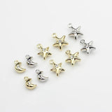 Zinc Alloy Mini 3D Star Moon Charms 10pcs DIY Charms Jewelry