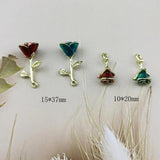 10pcs 3D Enamel Red Rose Flower Pendants Wedding DIY Je