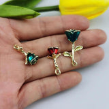 10pcs 3D Enamel Red Rose Flower Pendants Wedding DIY Je