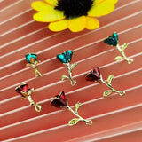 10pcs 3D Enamel Red Rose Flower Pendants Wedding DIY Je