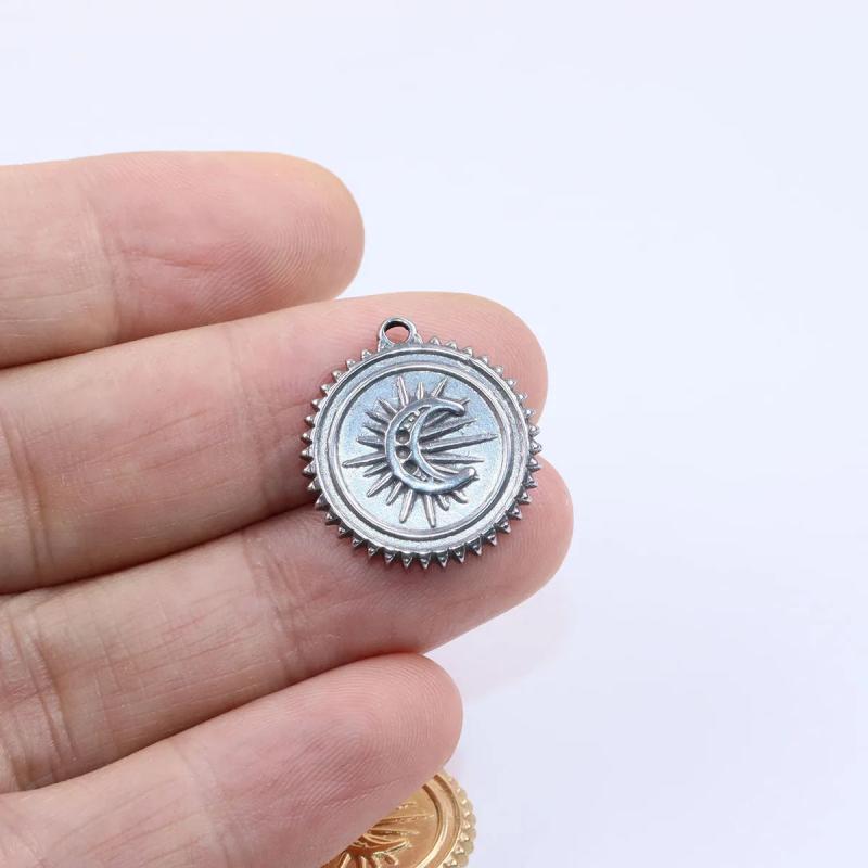 5pcs 16mm Stainless Steel Moon Charms Pendant 2 Colors