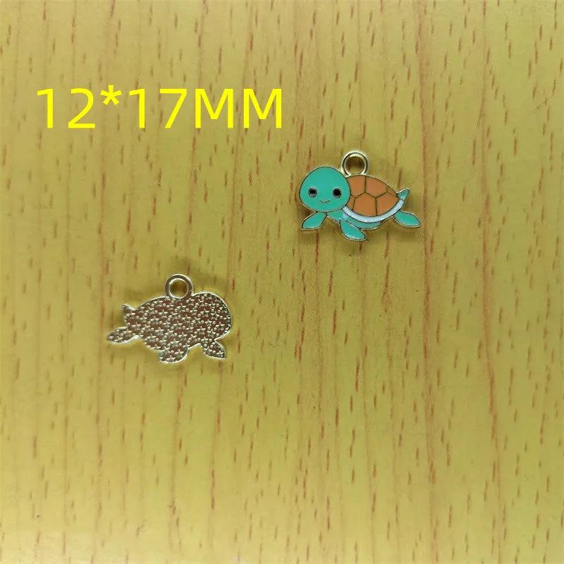 10pcs Enamel Turtle Charms for DIY Necklace Earrings Bracelet Keychain