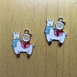 10pcs Enamel Alpaca & Santa Charms for Jewelry Making