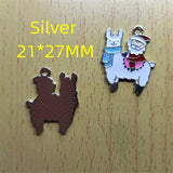 10pcs Enamel Alpaca & Santa Charms for Jewelry Making