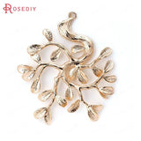 4PCS High Champagne Plated Brass Tree Charms Pendants DIY Jewelry