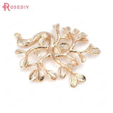 4PCS High Champagne Plated Brass Tree Charms Pendants DIY Jewelry