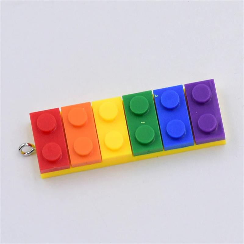 10Pcs Rainbow Building Block Acrylic Charms Earring Bag Key Chain DIY Decor