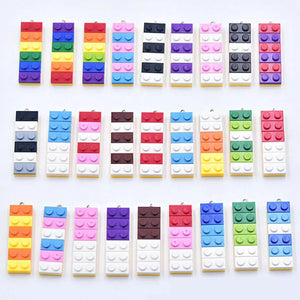 10Pcs Rainbow Building Block Acrylic Charms Earring Bag Key Chain DIY Decor