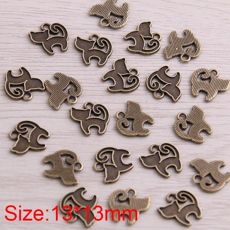 100PCS Small Cat Charms Animal Pendant Jewelry Metal Alloy