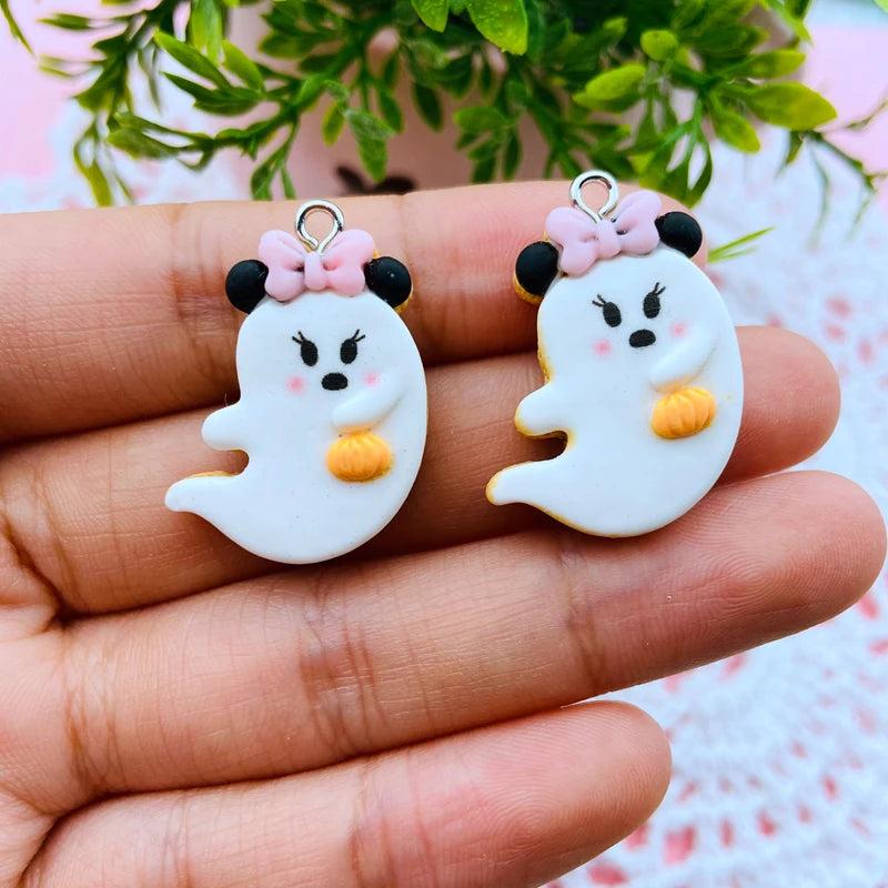 10pcs Resin Flatback Ghost Biscuit Penguin Charms for DIY Jewelry Making