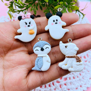 10pcs Resin Flatback Ghost Biscuit Penguin Charms for DIY Jewelry Making