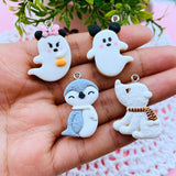 10pcs Resin Flatback Ghost Biscuit Penguin Charms for DIY Jewelry Making